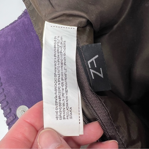 Zara Purple Cowgirl Style Real Suede Leather Baguette Small Shoulder Handbag Y2K - Picture 6 of 8